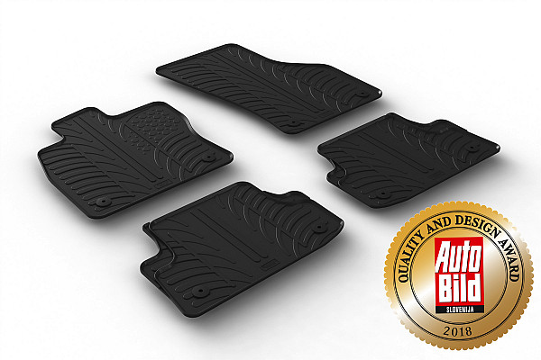 Design Gummi Fußmatten passend für Audi A3 Limousine, S3, RS3 (8V) BJ. 08.2013-04.2020 4 tlg mit erhöhtem Rand Farbe Schwarz Gummimatten Automatten passgenau
