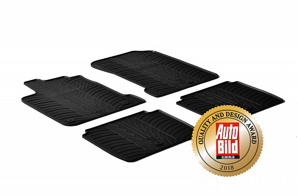 Design Gummi Fußmatten passend für Renault Latitude BJ. 01.2011-11.2012 4 tlg mit erhöhtem Rand Farbe Schwarz Gummimatten Automatten passgenau