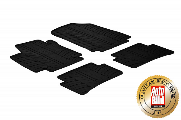 Design Gummi Fußmatten passend für Renault Clio IV Grandtour (Kombi) BJ. 11.2012-12.2020 4 tlg mit erhöhtem Rand Farbe Schwarz Gummimatten Automatten passgenau