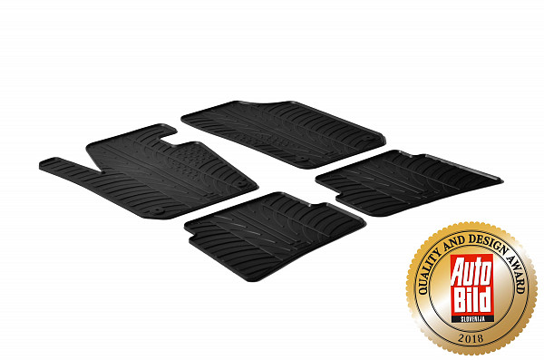 Design Gummi Fußmatten passend für Seat Ibiza Schrägheck 5 Türer, SC 3 Türer und ST (Kombi) BJ. 06.2008-04.2017 4 tlg mit erhöhtem Rand Farbe Schwarz Gummimatten Automatten passgenau