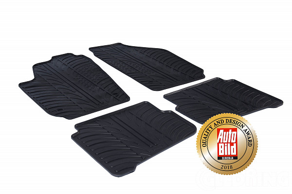 Design Gummi Fußmatten passend für Seat Ibiza BJ. 01.2002-10.2009 4 tlg mit erhöhtem Rand Farbe Schwarz Gummimatten Automatten passgenau