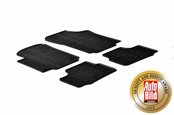 Design Gummi Fußmatten passend für Skoda Citigo BJ. 05.2012-08.2020 4 tlg mit erhöhtem Rand Farbe Schwarz Gummimatten Automatten passgenau