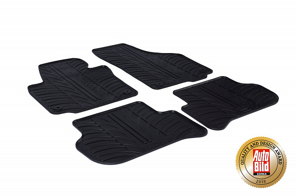 Custom Fit Rubber Floor Mats Compatible With Skoda Yeti Facelift 10.2013-07.2017 4 Pcs Set, With Raised Edge, Award Winning Design, Black Colour, Precision-Fit Rubber Car Mats