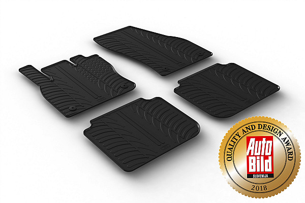 Custom Fit Rubber Floor Mats Compatible With Skoda Kodiaq auch Scout & RS 03.2017-04.2023 4 Pcs Set, With Raised Edge, Award Winning Design, Black Colour, Precision-Fit Rubber Car Mats
