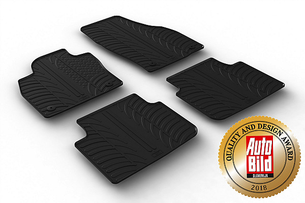 Custom Fit Rubber Floor Mats Compatible With Skoda Scala 05.2019-> 4 Pcs Set, With Raised Edge, Award Winning Design, Black Colour, Precision-Fit Rubber Car Mats
