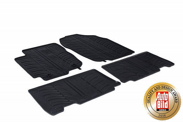 Design Gummi Fußmatten passend für Toyota RAV4 BJ. 03.2013-12.2018 4 tlg mit erhöhtem Rand Farbe Schwarz Gummimatten Automatten passgenau
