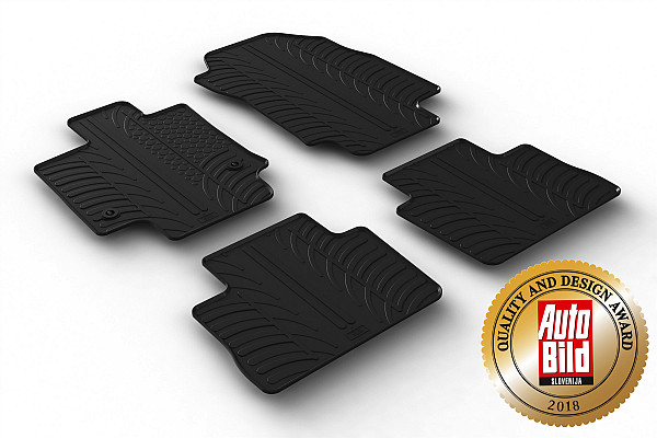 Custom Fit Rubber Floor Mats Compatible With Toyota RAV4 Hybrid 01.2019-> 4 Pcs Set, With Raised Edge, Award Winning Design, Black Colour, Precision-Fit Rubber Car Mats
