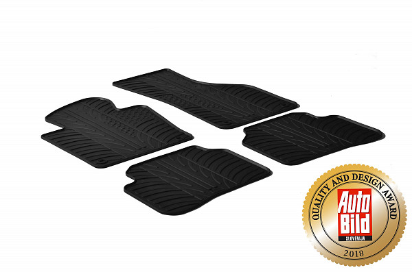 Design Gummi Fußmatten passend für Volkswagen Passat Limousine und Variant (Kombi) (B6) BJ. 03.2005-10.2010 4 tlg mit erhöhtem Rand Farbe Schwarz Gummimatten Automatten passgenau