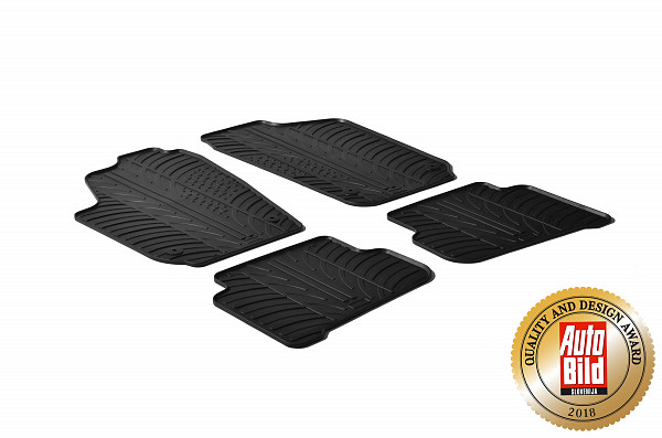 Custom Fit Rubber Floor Mats Compatible With Volkswagen Polo Hatchback, Cross Polo, GTI & R 06.2009-07.2017 4 Pcs Set, With Raised Edge, Award Winning Design, Black Colour, Precision-Fit Rubber Car Mats