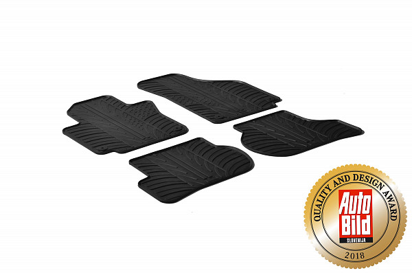 Design Gummi Fußmatten passend für Volkswagen Golf V Plus und Cross Golf BJ. 01.2005-01.2009 4 tlg mit erhöhtem Rand Farbe Schwarz Gummimatten Automatten passgenau