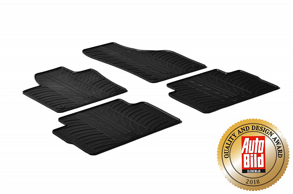 Design Gummi Fußmatten passend für Volkswagen Sharan BJ. 08.2010-06.2022 4 tlg mit erhöhtem Rand Farbe Schwarz Gummimatten Automatten passgenau