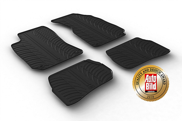 Design Gummi Fußmatten passend für Volkswagen Passat Limousine, Variant (Kombi) (B5) BJ. 08.1996-12.2004 4 tlg mit erhöhtem Rand Farbe Schwarz Gummimatten Automatten passgenau