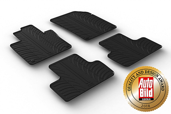 Custom Fit Rubber Floor Mats Compatible With Volvo XC60 07.2017-> 4 Pcs Set, With Raised Edge, Award Winning Design, Black Colour, Precision-Fit Rubber Car Mats