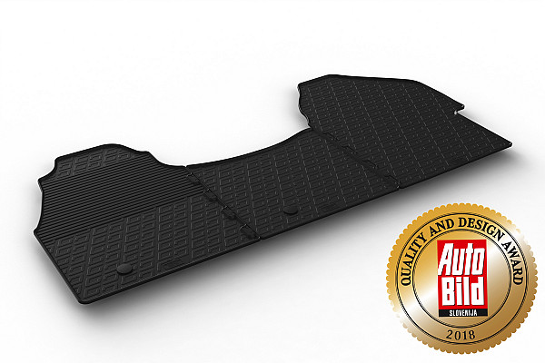 Custom Fit Rubber Floor Mats Compatible With Mercedes Benz Sprinter 910 Cargo With Front Wheel Drive 05.2018-> 3 Pcs Set, With Raised Edge, Award Winning Design, Black Colour, Precision-Fit Rubber Car Mats