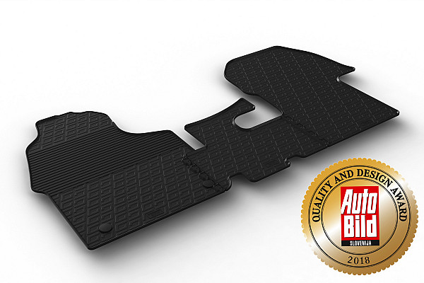 Custom Fit Rubber Floor Mats Compatible With Mercedes Benz Sprinter 910 Cargo With Rear Wheel Drive (3 Seats)  05.2018-> 2 Pcs Set, With Raised Edge, Award Winning Design, Black Colour, Precision-Fit Rubber Car Mats