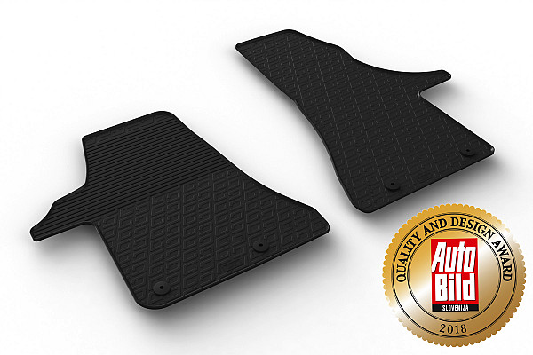 Custom Fit Rubber Floor Mats Compatible With Volkswagen T6.1 Transporter, Multivan, California, 10.2019-> 2 Pcs Set, With Raised Edge, Award Winning Design, Black Colour, Precision-Fit Rubber Car Mats