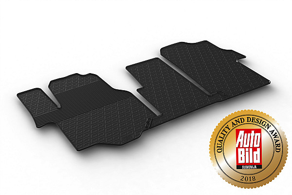 Custom Fit Rubber Floor Mats Compatible With Volkswagen Crafter Cargo 04.2017-> 2 Pcs Set, With Raised Edge, Award Winning Design, Black Colour, Precision-Fit Rubber Car Mats