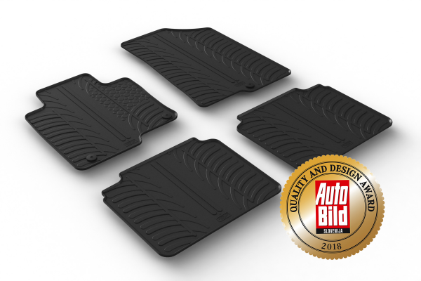 Custom Fit Rubber Floor Mats Compatible With Kia Optima Limousine (Limousine) & Optima Sportswagon (Estate), also for Hybrid 01.2016-07.2019 4 Pcs Set, With Raised Edge, Award Winning Design, Black Colour, Precision-Fit Rubber Car Mats