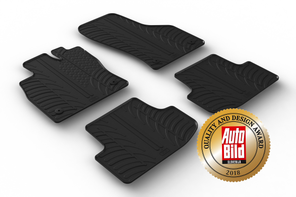 Design Gummi Fußmatten passend für Audi A3 Schrägheck & Limousine ab BJ. 05.2020-> 4 tlg mit erhöhtem Rand Farbe Schwarz Gummimatten Automatten passgenau