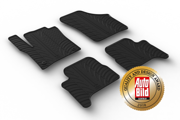 Custom Fit Rubber Floor Mats Compatible With Volkswagen e-Up 12.2011-12.2022 4 Pcs Set, With Raised Edge, Award Winning Design, Black Colour, Precision-Fit Rubber Car Mats