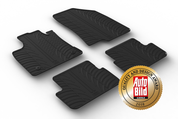 Custom Fit Rubber Floor Mats Compatible With Dacia Sandero & Sandero Stepway 01.2021-> 4 Pcs Set, With Raised Edge, Award Winning Design, Black Colour, Precision-Fit Rubber Car Mats