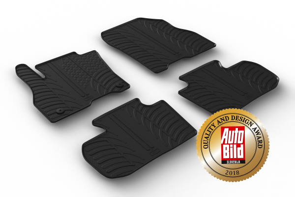 Custom Fit Rubber Floor Mats Compatible With Nissan Leaf 01.2018-> 4 Pcs Set, With Raised Edge, Award Winning Design, Black Colour, Precision-Fit Rubber Car Mats