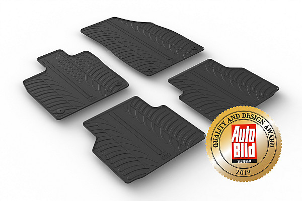 Design Gummi Fußmatten passend für Audi Q4 e tron & Q4 etron Sportback ab BJ. 06.2021-> 4 tlg mit erhöhtem Rand Farbe Schwarz Gummimatten Automatten passgenau