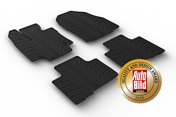 Custom Fit Rubber Floor Mats Compatible With Toyota Highlander (also for Hybrid) 01.2021-> 4 Pcs Set, With Raised Edge, Award Winning Design, Black Colour, Precision-Fit Rubber Car Mats
