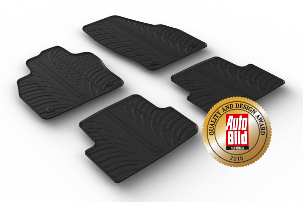 Custom Fit Rubber Floor Mats Compatible With Volkswagen Taigo 10.2021-> 2 Pcs Set, With Raised Edge, Award Winning Design, Black Colour, Precision-Fit Rubber Car Mats