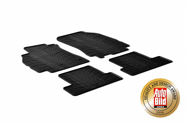 Design Gummi Fußmatten passend für Renault Megane III Schrägheck BJ. 11.2008-02.2016 4 tlg mit erhöhtem Rand Farbe Schwarz Gummimatten Automatten passgenau
