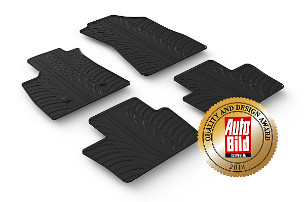 Custom Fit Rubber Floor Mats Compatible With Renault Austral E-Tech Full Hybrid 09.2022-> 4 Pcs Set, With Raised Edge, Award Winning Design, Black Colour, Precision-Fit Rubber Car Mats