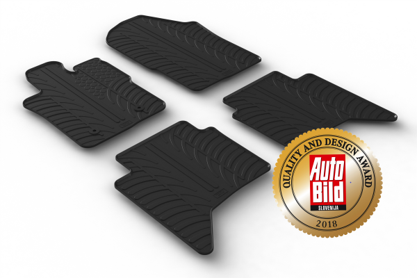 Custom Fit Rubber Floor Mats Compatible With Ford Ranger & Ranger Raptor 03.2023-> 4 Pcs Set, With Raised Edge, Award Winning Design, Black Colour, Precision-Fit Rubber Car Mats