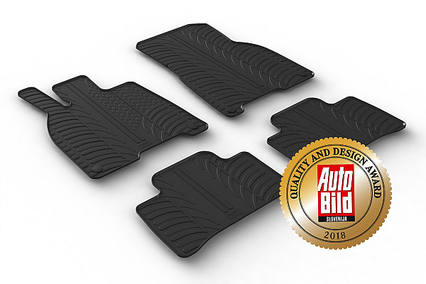 Custom Fit Rubber Floor Mats Compatible With Mercedes Benz EQE 05.2022-> 4 Pcs Set, With Raised Edge, Award Winning Design, Black Colour, Precision-Fit Rubber Car Mats