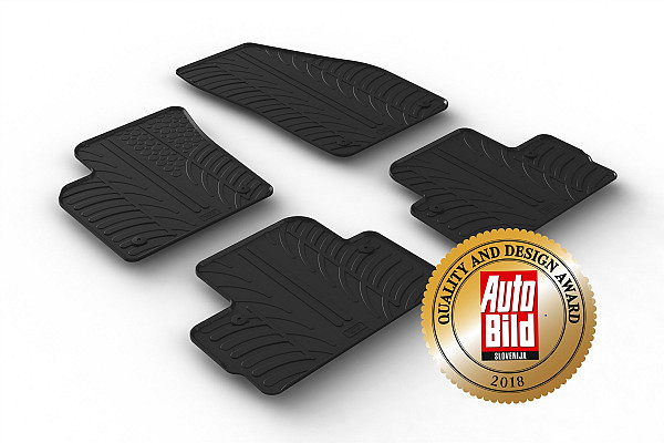 Design Gummi Fußmatten passend für Volvo C30 BJ. 12.2006-12.2012 4 tlg mit erhöhtem Rand Farbe Schwarz Gummimatten Automatten passgenau