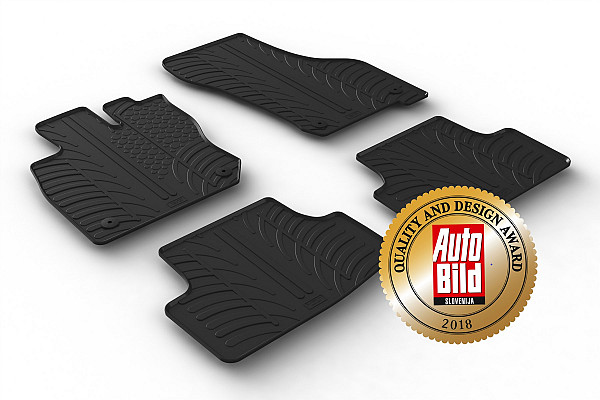 Custom Fit Rubber Floor Mats Compatible With Volkswagen Golf VIII 12.2019-> 4 Pcs Set, With Raised Edge, Award Winning Design, Black Colour, Precision-Fit Rubber Car Mats