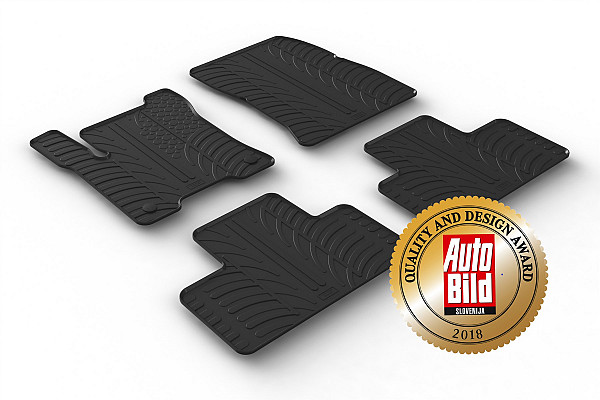Design Gummi Fußmatten passend für Mercedes Benz EQB ab BJ. 05.2023-> 4 tlg mit erhöhtem Rand Farbe Schwarz Gummimatten Automatten passgenau