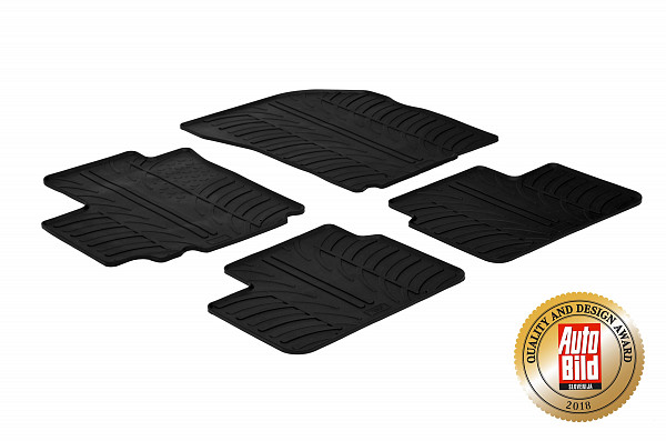 Design Gummi Fußmatten passend für Suzuki SX4 (Classic) BJ. 06.2006-02.2013 4 tlg mit erhöhtem Rand Farbe Schwarz Gummimatten Automatten passgenau