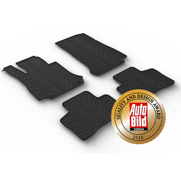 Custom Fit Rubber Floor Mats Compatible With Mercedes Benz EQC 06.2019-05.2023 4 Pcs Set, With Raised Edge, Award Winning Design, Black Colour, Precision-Fit Rubber Car Mats