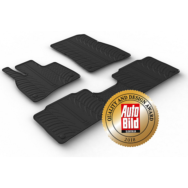 Custom Fit Rubber Floor Mats Compatible With Mercedes Benz EQS 12.2021-> 4 Pcs Set, With Raised Edge, Award Winning Design, Black Colour, Precision-Fit Rubber Car Mats