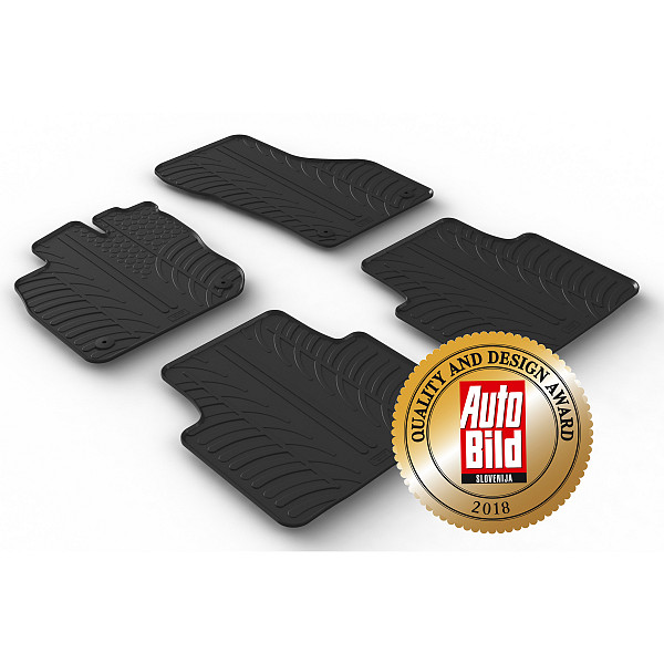 Custom Fit Rubber Floor Mats Compatible With Volkswagen Passat Variant Estate B9 02.2024-> 4 Pcs Set, With Raised Edge, Award Winning Design, Black Colour, Precision-Fit Rubber Car Mats
