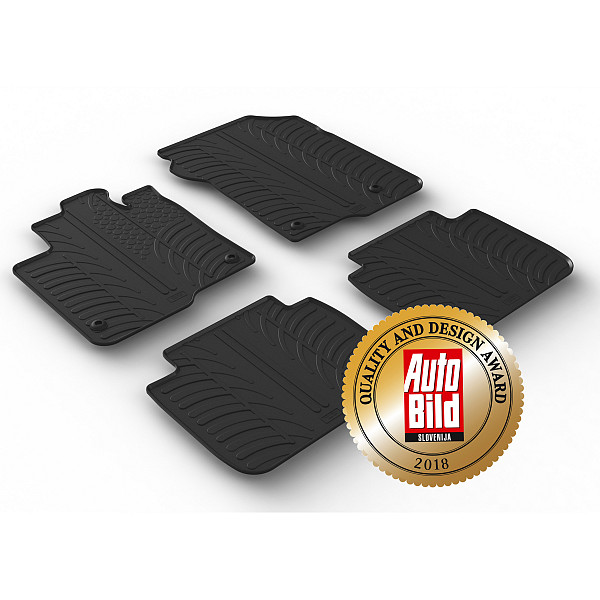 Custom Fit Rubber Floor Mats Compatible With Honda ZR-V 10.2023-> 5 Pcs Set, With Raised Edge, Award Winning Design, Black Colour, Precision-Fit Rubber Car Mats