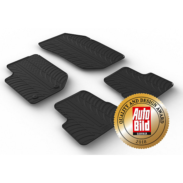 Custom Fit Rubber Floor Mats Compatible With Jeep Avenger 03.2023-> 5 Pcs Set, With Raised Edge, Award Winning Design, Black Colour, Precision-Fit Rubber Car Mats