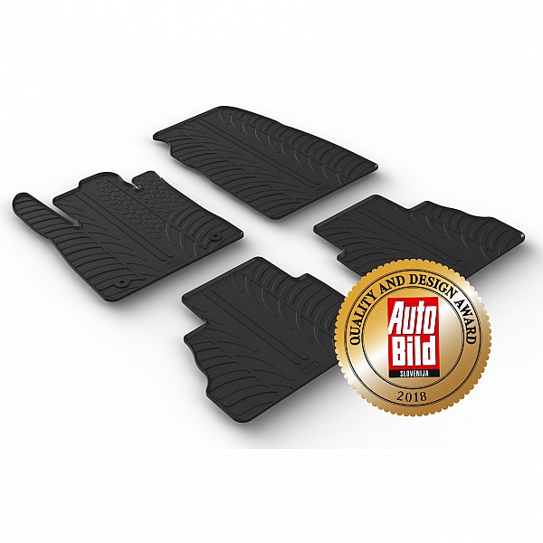 Custom Fit Rubber Floor Mats Compatible With Ford Tourneo Courier Passenger 10.2023-> 4 Pcs Set, With Raised Edge, Award Winning Design, Black Colour, Precision-Fit Rubber Car Mats