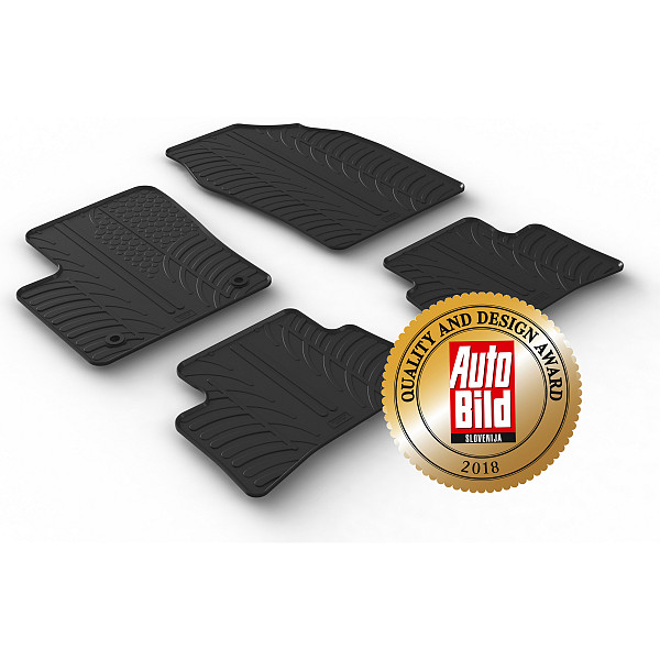 Custom Fit Rubber Floor Mats Compatible With Toyota C-HR 01.2024-> 4 Pcs Set, With Raised Edge, Award Winning Design, Black Colour, Precision-Fit Rubber Car Mats