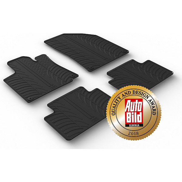 Custom Fit Rubber Floor Mats Compatible With Geely CoolRay 01.2018-> 5 Pcs Set, With Raised Edge, Award Winning Design, Black Colour, Precision-Fit Rubber Car Mats