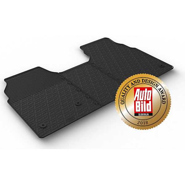 Custom Fit Rubber Floor Mats Compatible With Ford Tourneo Custom Passenger With 2 Single Front Seats 05.2022-> 4 Pcs Set, With Raised Edge, Award Winning Design, Black Colour, Precision-Fit Rubber Car Mats