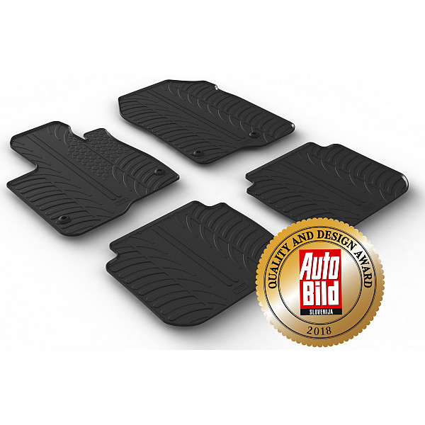 Custom Fit Rubber Floor Mats Compatible With Honda CR-V 10.2023-> 4 Pcs Set, With Raised Edge, Award Winning Design, Black Colour, Precision-Fit Rubber Car Mats