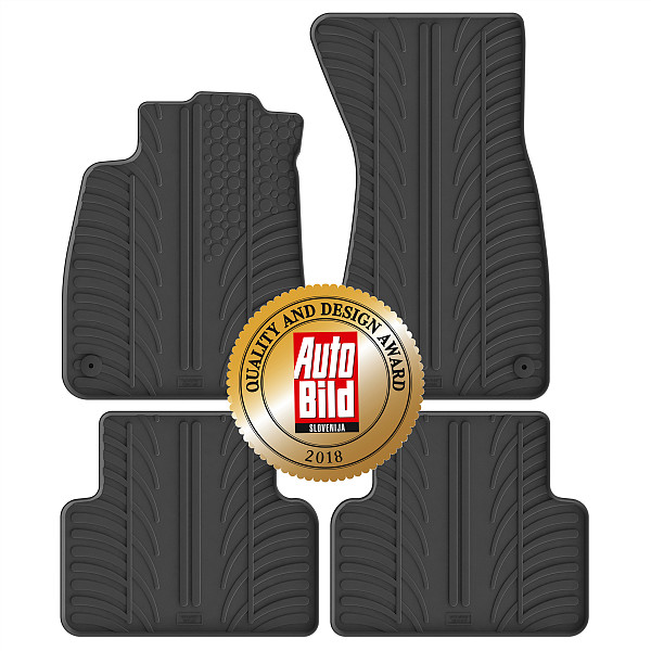 Design Gummi Fußmatten passend für Audi A5 & S5 Avant Kombi & Limousine ab BJ. 11.2024-> 4 tlg mit erhöhtem Rand Farbe Schwarz Gummimatten Automatten passgenau