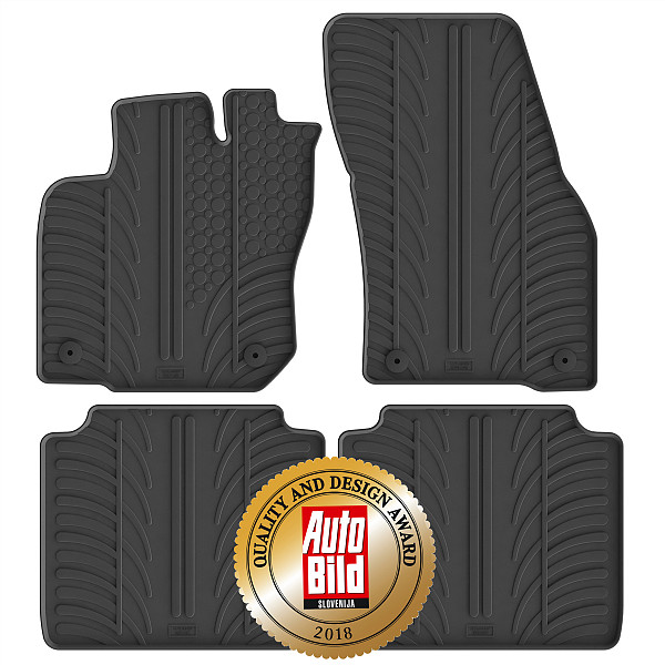 Design Gummi Fußmatten passend für Volkswagen Tayron ab BJ. 01.2024-> 4 tlg mit erhöhtem Rand Farbe Schwarz Gummimatten Automatten passgenau