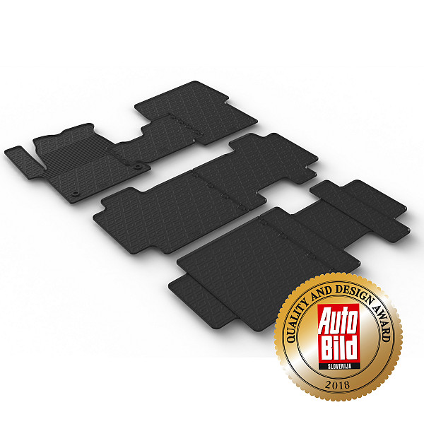 Custom Fit Rubber Floor Mats Compatible With Citroen Space Tourer Passenger For 1st Row 09.2016-> 4 Pcs Set, With Raised Edge, Award Winning Design, Black Colour, Precision-Fit Rubber Car Mats
